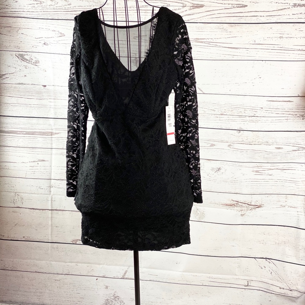 Jump Eyelash Lace Black Dress